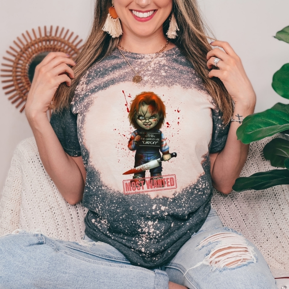 Most Wanted Halloween Bleached Tshirt